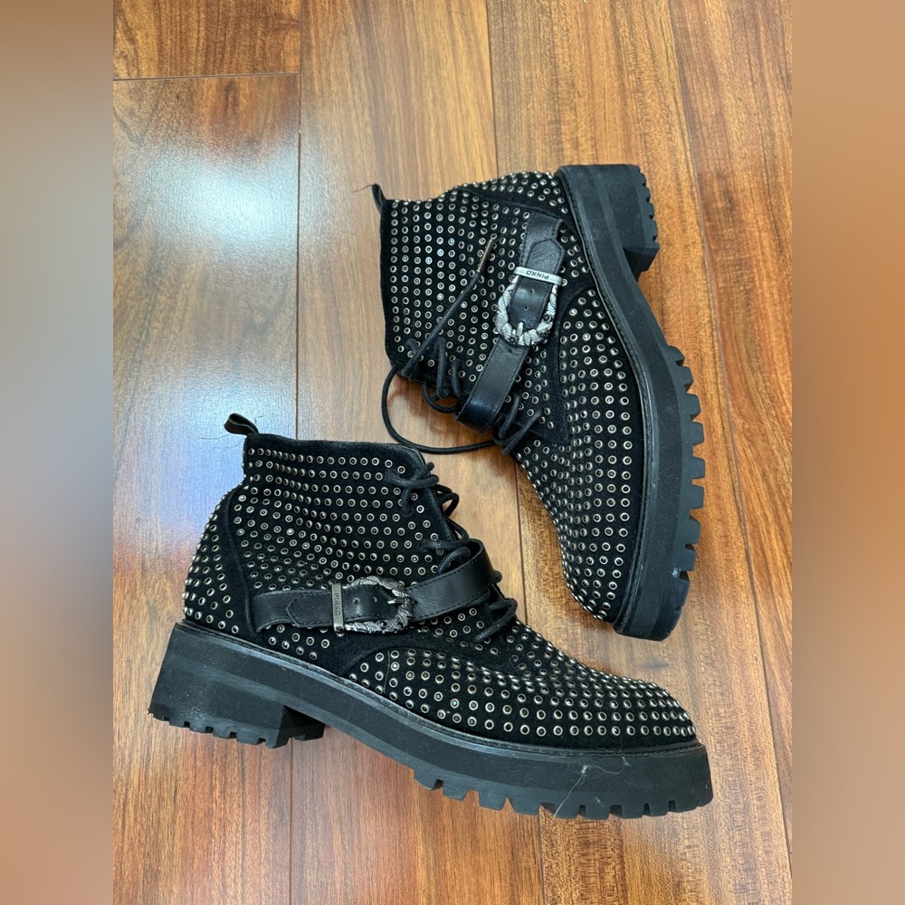 Women's PINKO Black Studded Ankle Boots